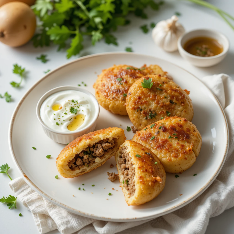 Golden Potato Patties with Juicy Meat Filling